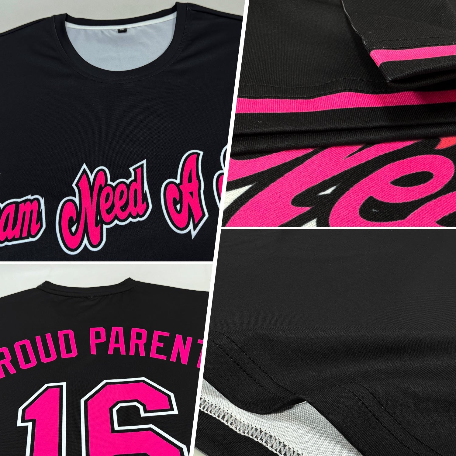 Custom Black Pink-White Performance T-Shirt photo 2