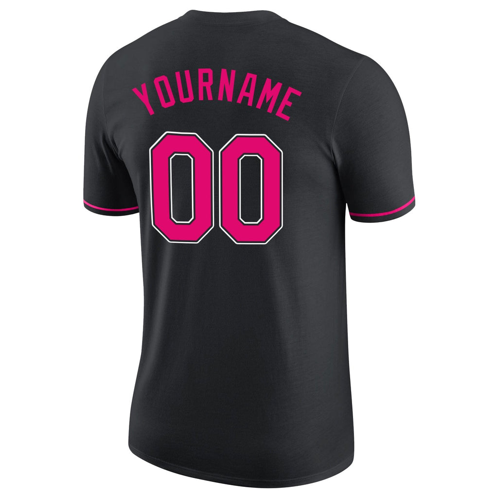 Custom Black Pink-White Performance T-Shirt photo 6