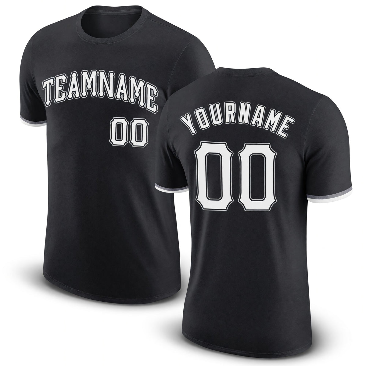 Custom Black White-Gray Performance T-Shirt