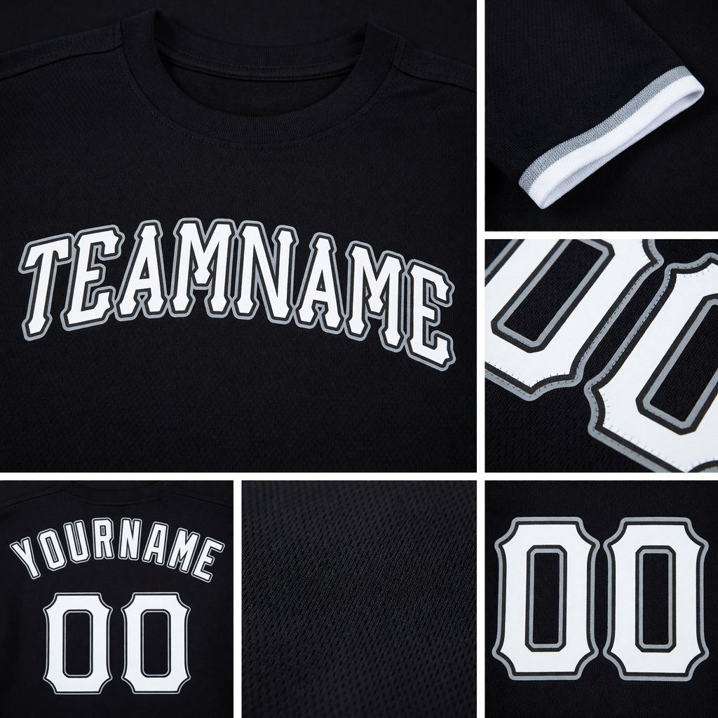 Custom Black White-Gray Performance T-Shirt detail