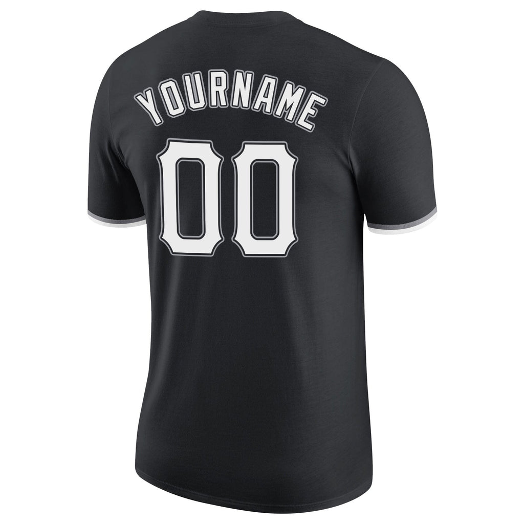 Custom Black White-Gray Performance T-Shirt photo 5