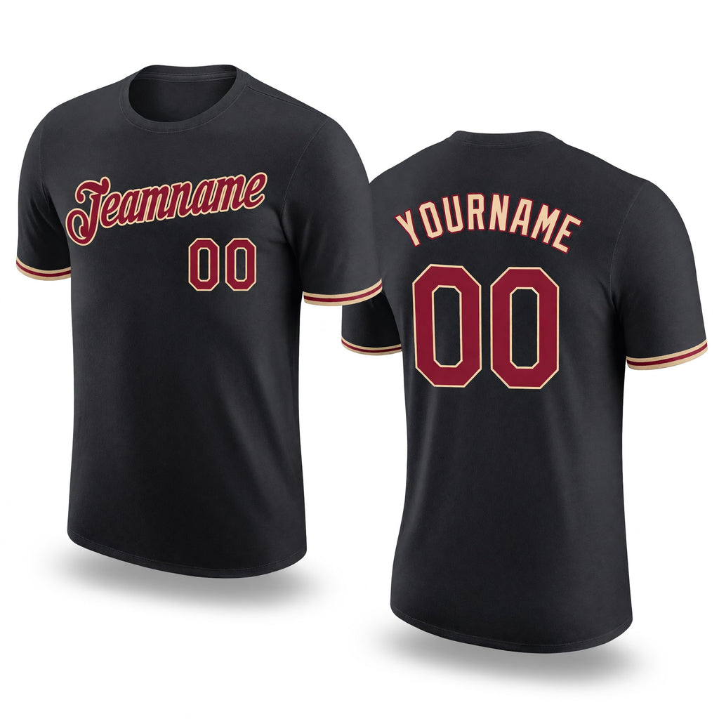 Custom Black Crimson-City Cream Performance T-Shirt