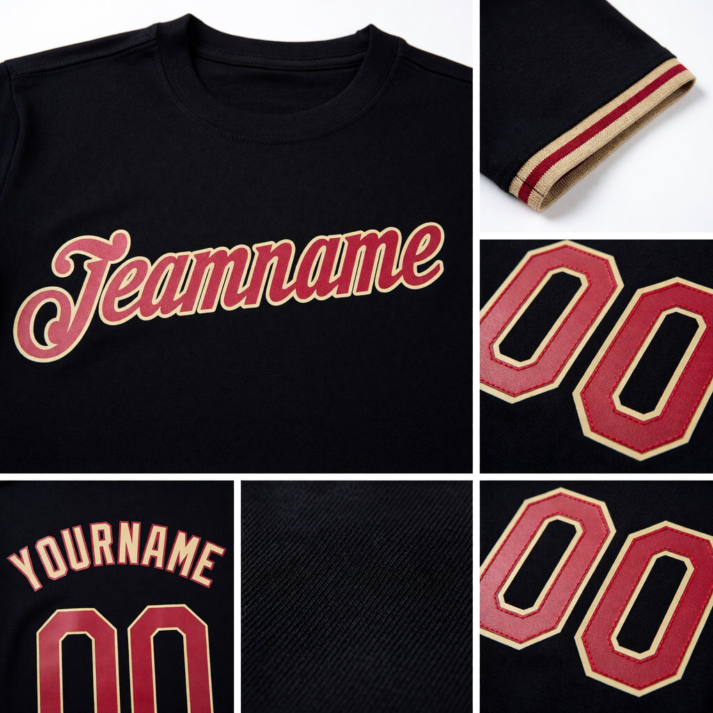 Custom Black Crimson-City Cream Performance T-Shirt detail