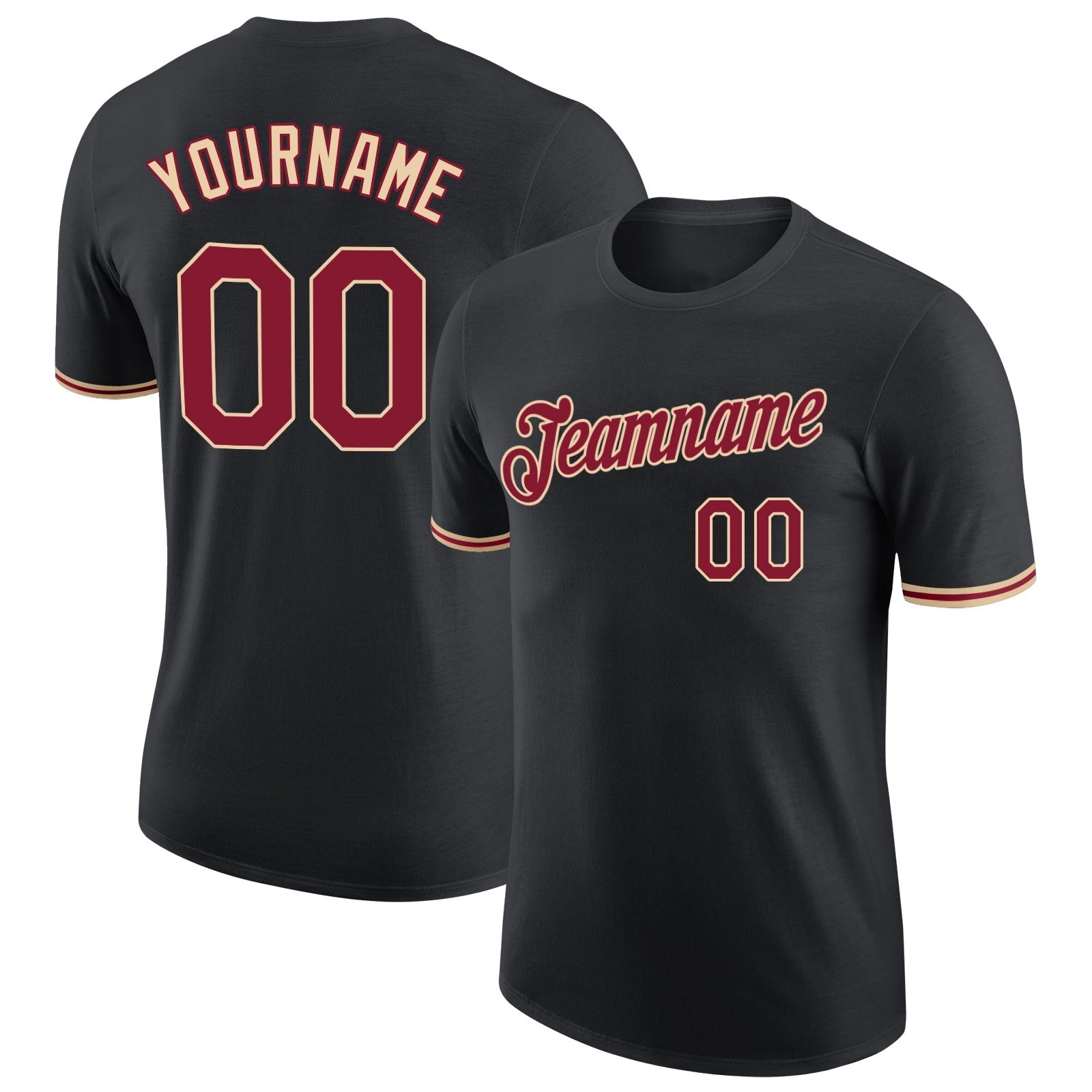 Custom Black Crimson-City Cream Performance T-Shirt photo 1