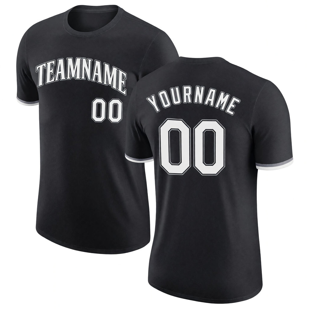 Custom Black White-Gray Performance T-Shirt