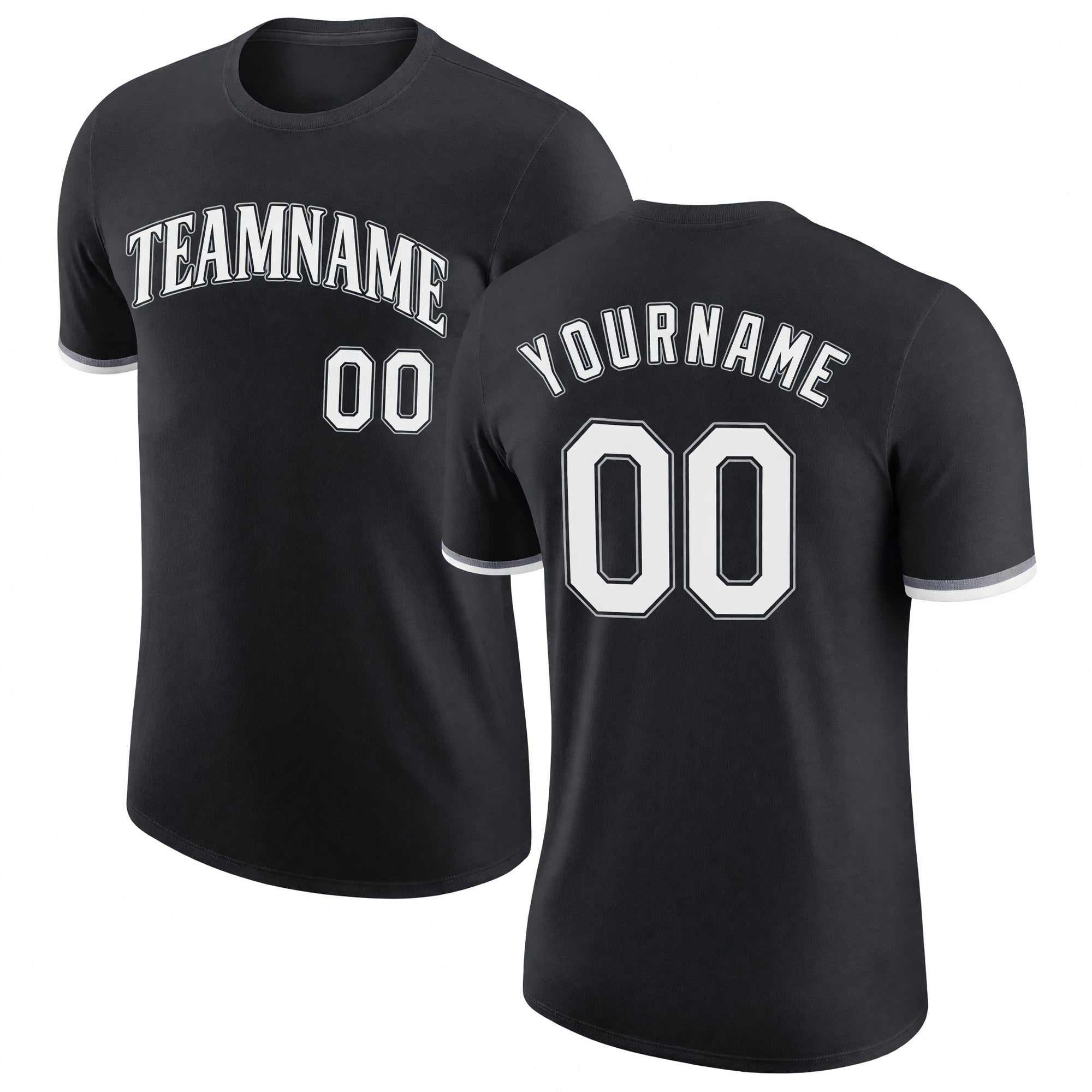 Custom Black White-Gray Performance T-Shirt