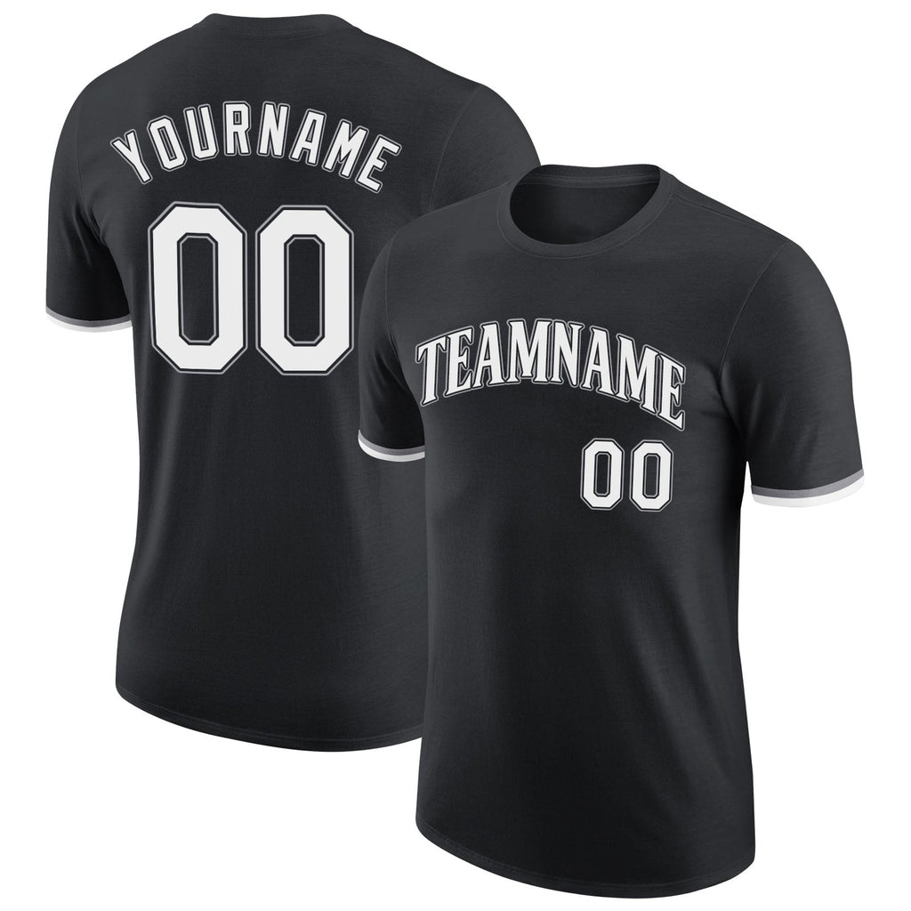 Custom Black White-Gray Performance T-Shirt photo 1