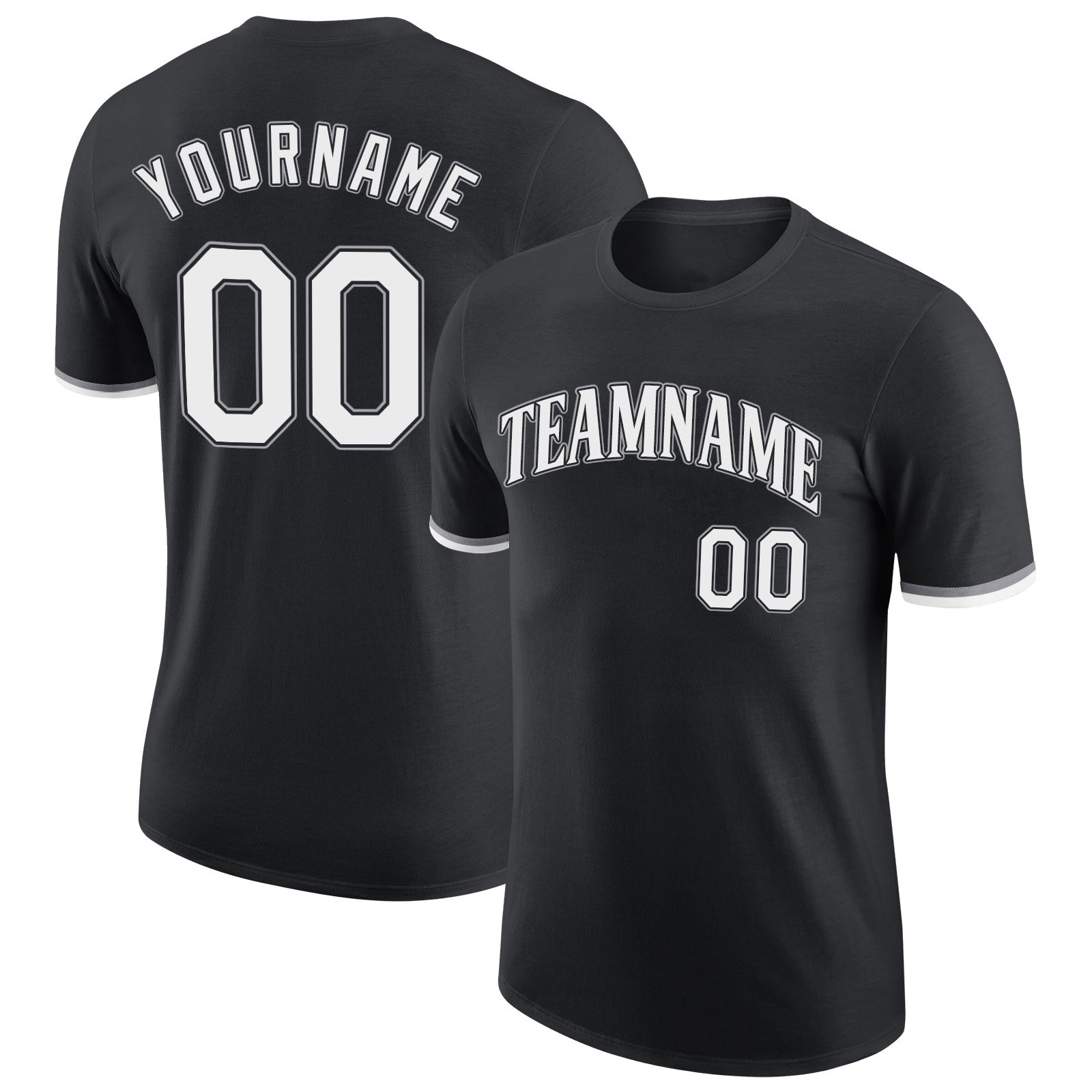 Custom Black White-Gray Performance T-Shirt photo 1
