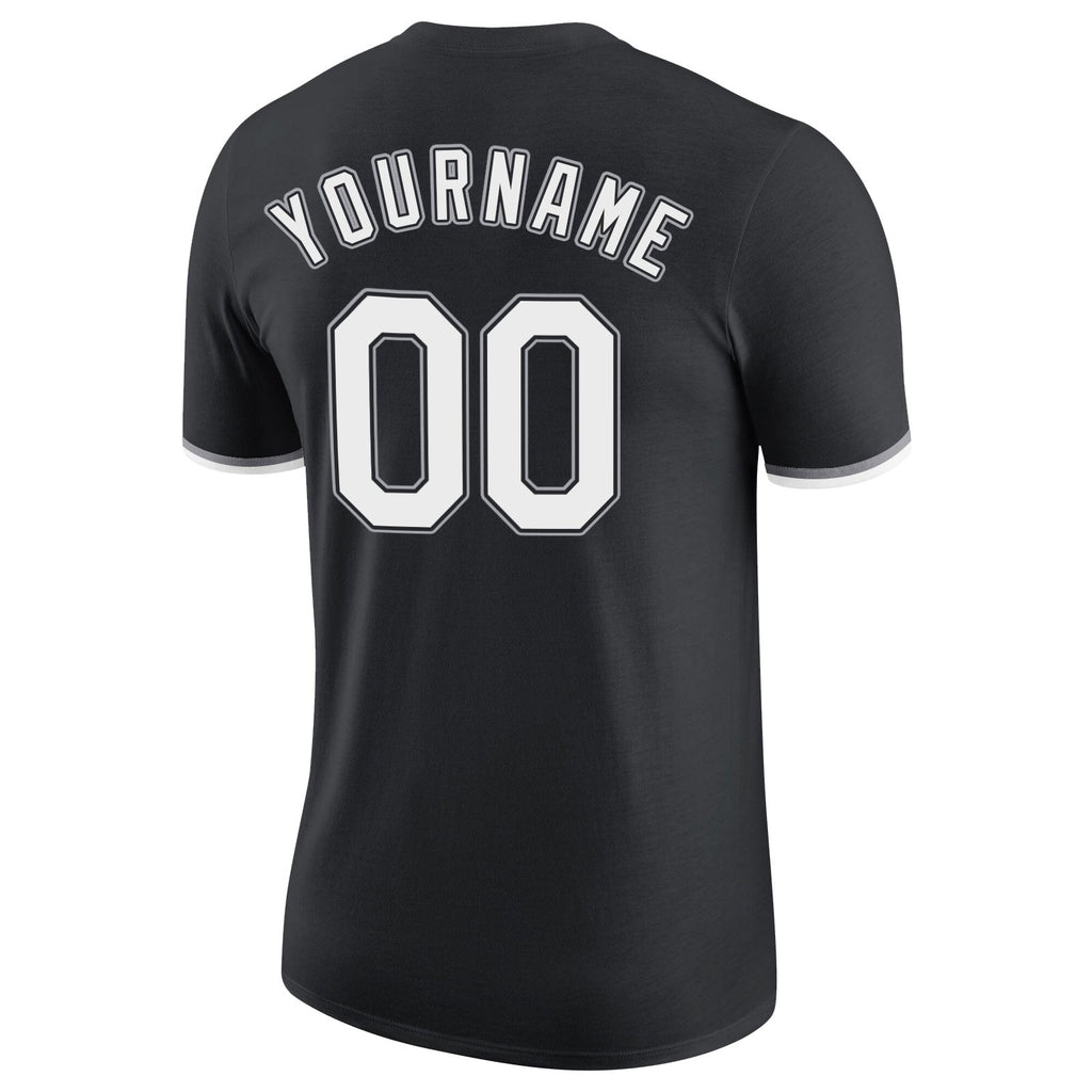 Custom Black White-Gray Performance T-Shirt photo 5