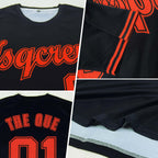 Custom Black Orange-Black Performance T-Shirt photo 2