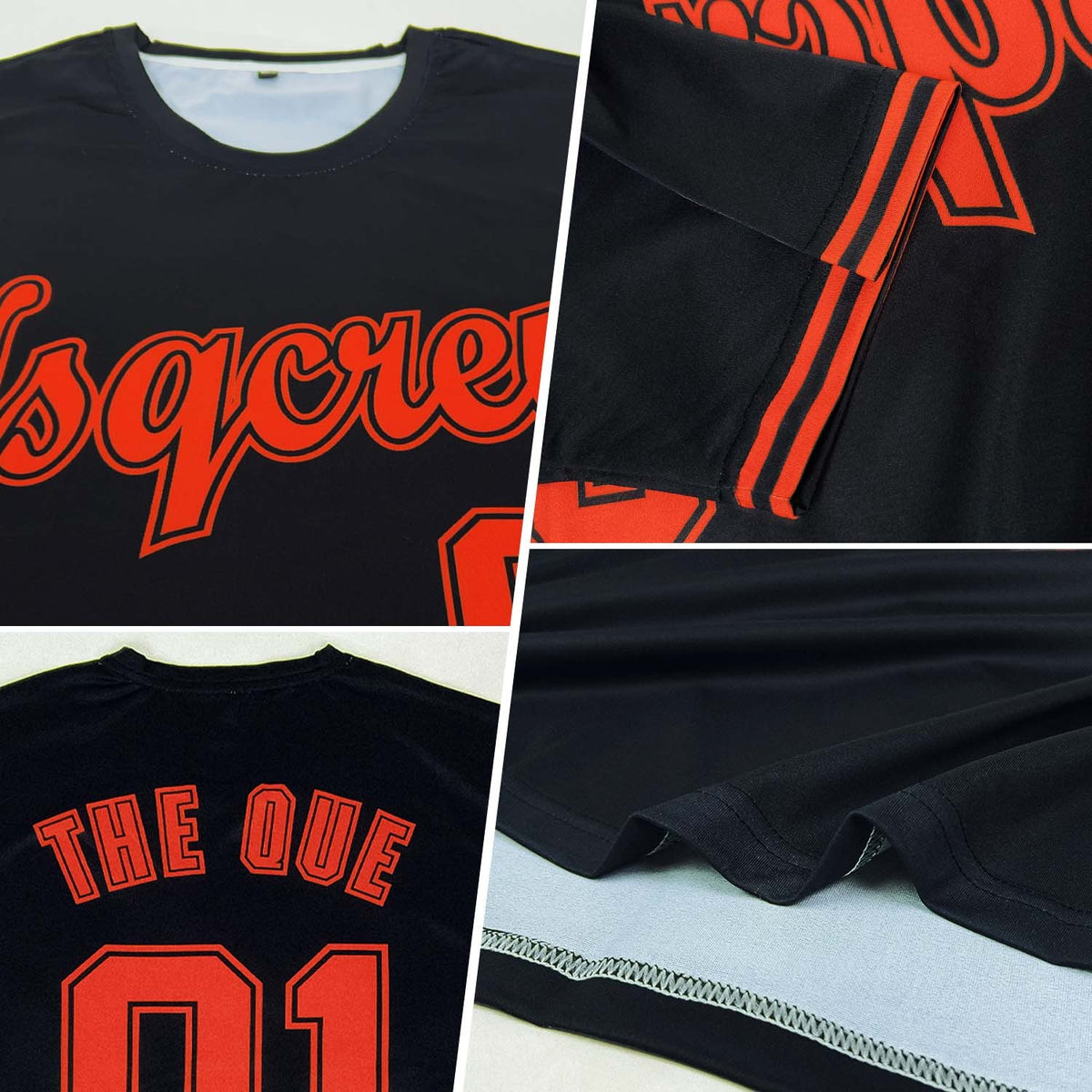 Custom Black Orange-Black Performance T-Shirt photo 2