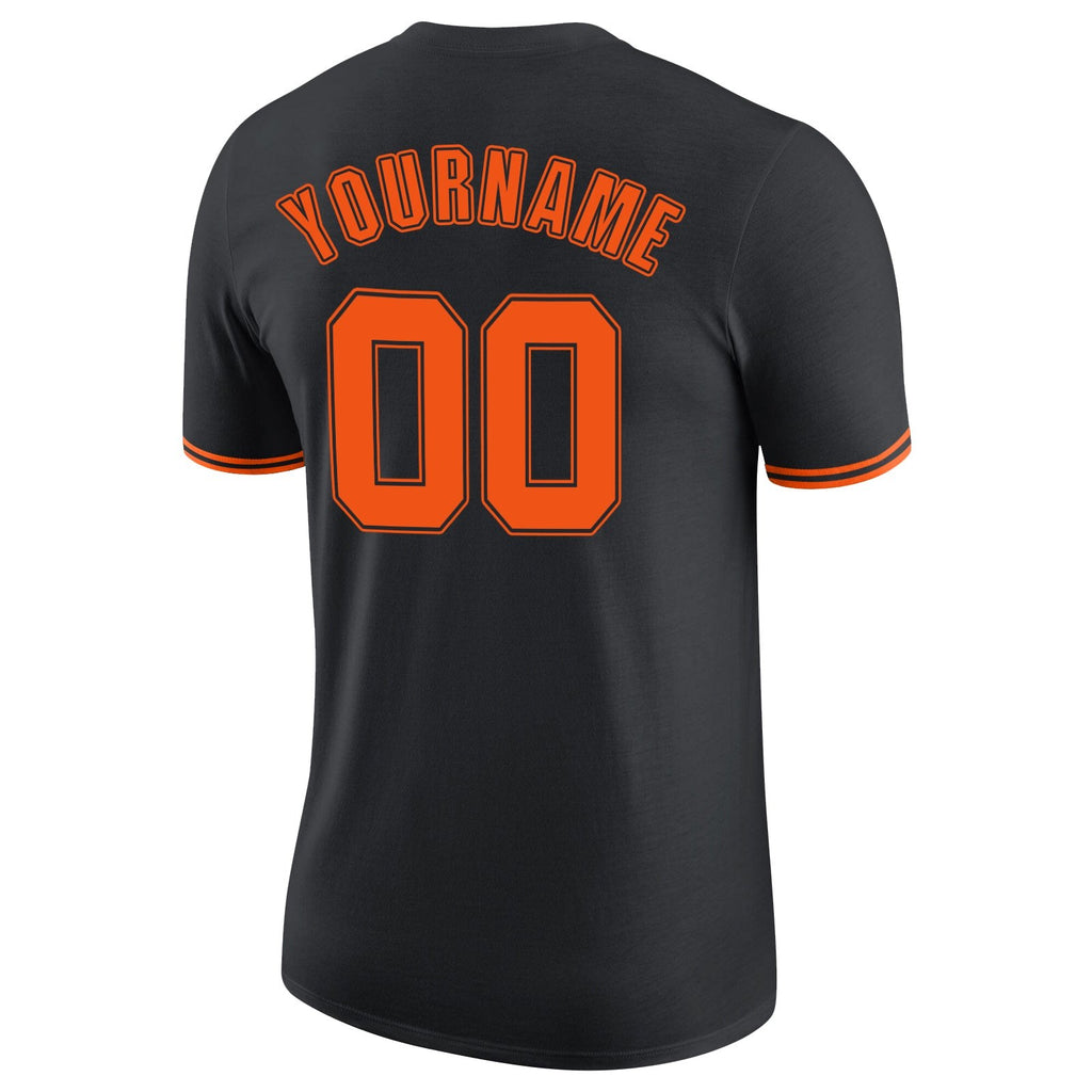 Custom Black Orange-Black Performance T-Shirt photo 6