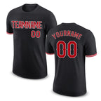 Custom Black Red-White Performance T-Shirt