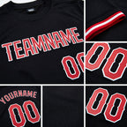 Custom Black Red-White Performance T-Shirt detail