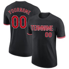 Custom Black Red-White Performance T-Shirt photo 1