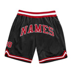 Custom Black Red-White Authentic Throwback Basketball Shorts photo 1
