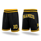 Custom Black Gold-White Authentic Throwback Basketball Shorts