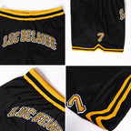 Custom Black Gold-White Authentic Throwback Basketball Shorts photo 4
