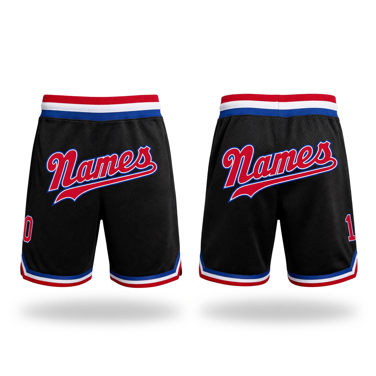 Custom Black Red-Royal Authentic Throwback Basketball Shorts