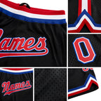 Custom Black Red-Royal Authentic Throwback Basketball Shorts detail