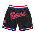 Custom Black Red-Royal Authentic Throwback Basketball Shorts photo 1