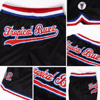 Custom Black Red-Royal Authentic Throwback Basketball Shorts photo 3