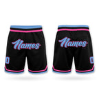 Custom Black Light Blue-Pink Authentic Throwback Basketball Shorts