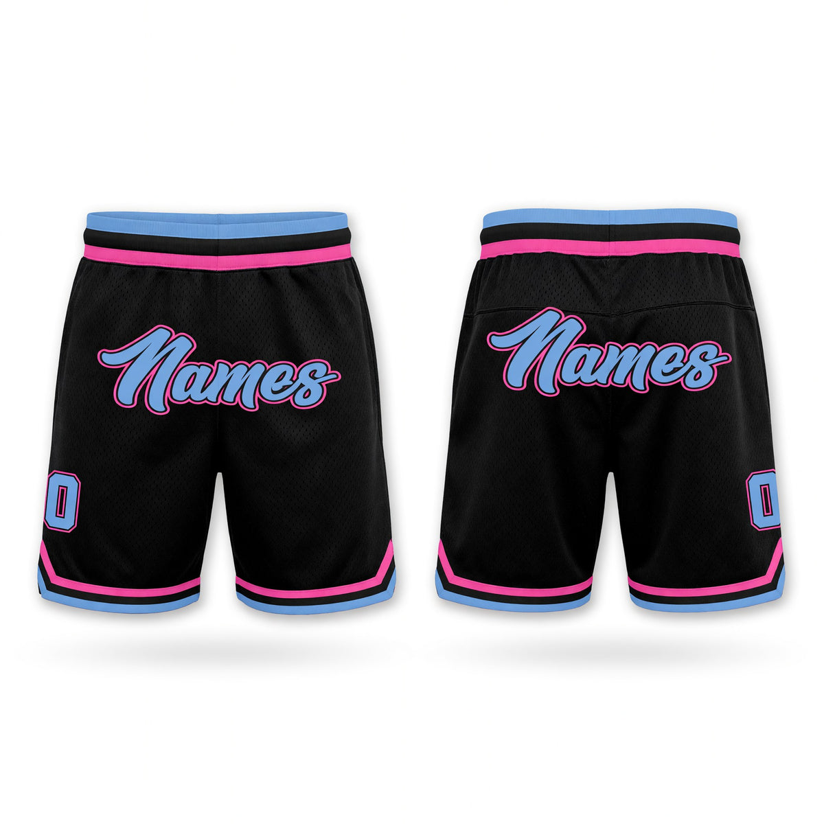 Custom Black Light Blue-Pink Authentic Throwback Basketball Shorts