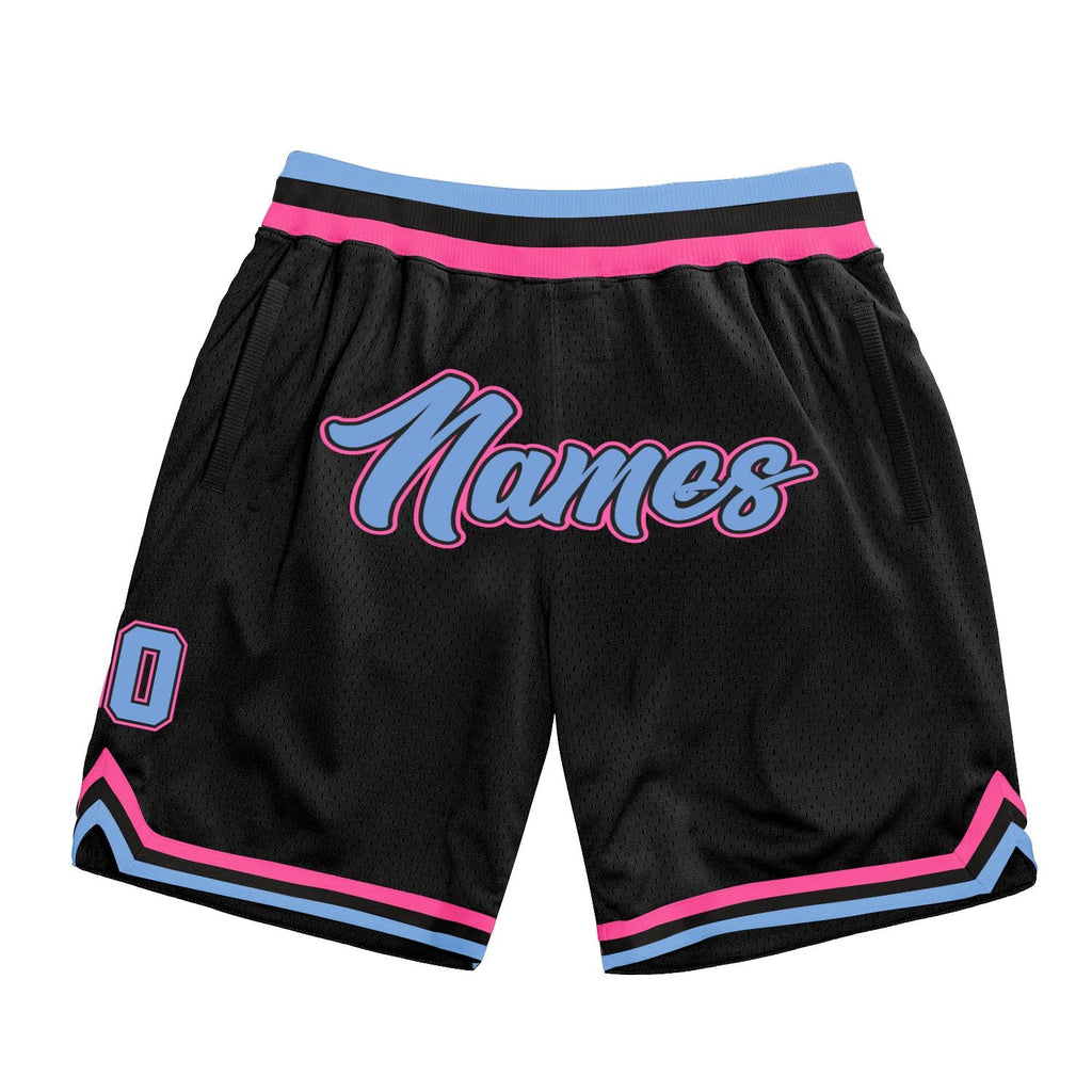 Custom Black Light Blue-Pink Authentic Throwback Basketball Shorts photo 1