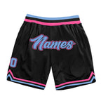 Custom Black Light Blue-Pink Authentic Throwback Basketball Shorts photo 1
