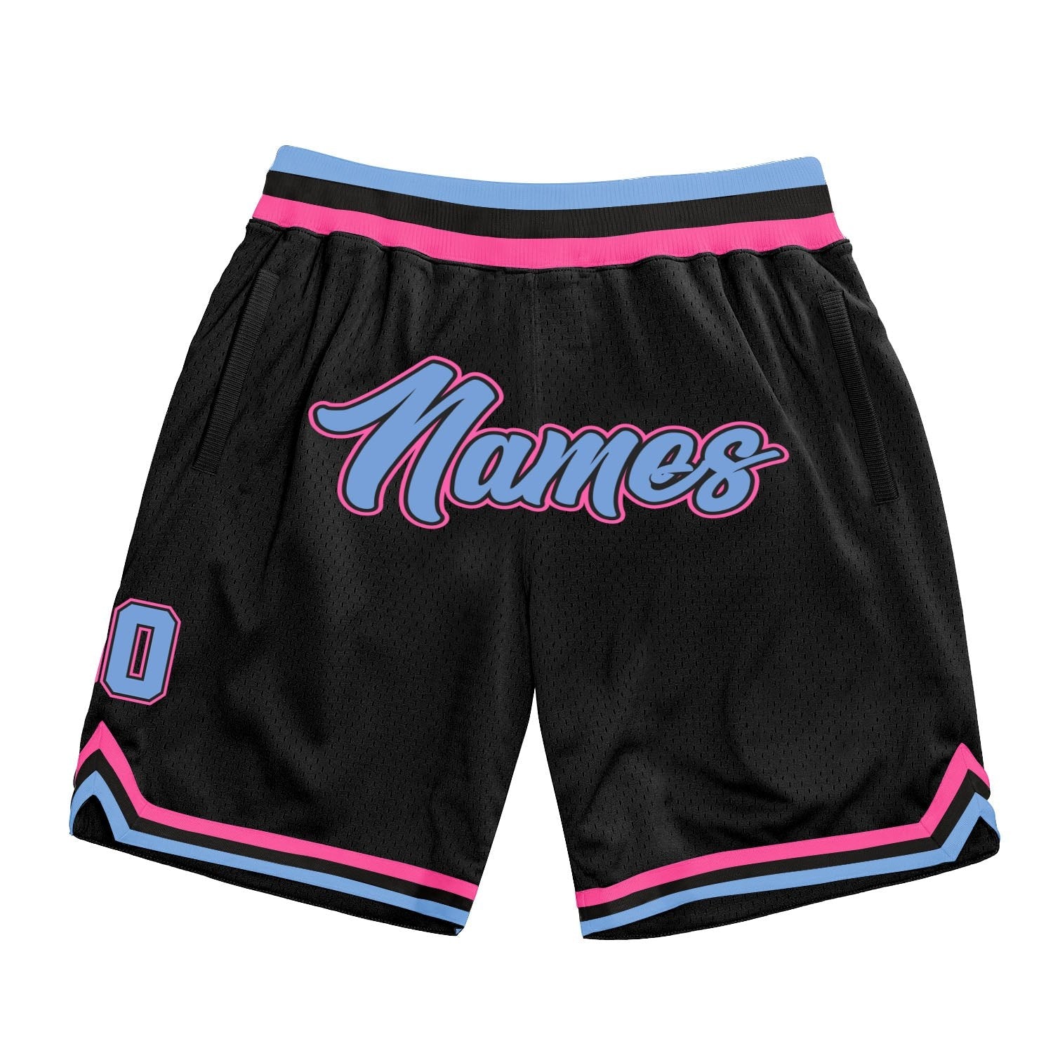 Custom Black Light Blue-Pink Authentic Throwback Basketball Shorts photo 1