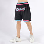 Custom Black Light Blue-Pink Authentic Throwback Basketball Shorts photo 2