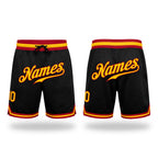 Custom Black Gold-Red Authentic Throwback Basketball Shorts