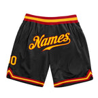Custom Black Gold-Red Authentic Throwback Basketball Shorts photo 1