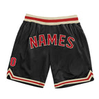 Custom Black Red-Cream Authentic Throwback Basketball Shorts photo 1
