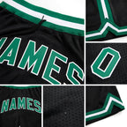 Custom Black Kelly Green-White Authentic Throwback Basketball Shorts detail