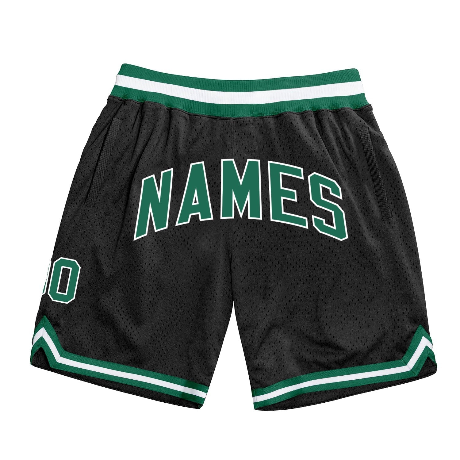 Custom Black Kelly Green-White Authentic Throwback Basketball Shorts photo 1