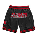 Custom Black Red-White Authentic Throwback Basketball Shorts photo 1