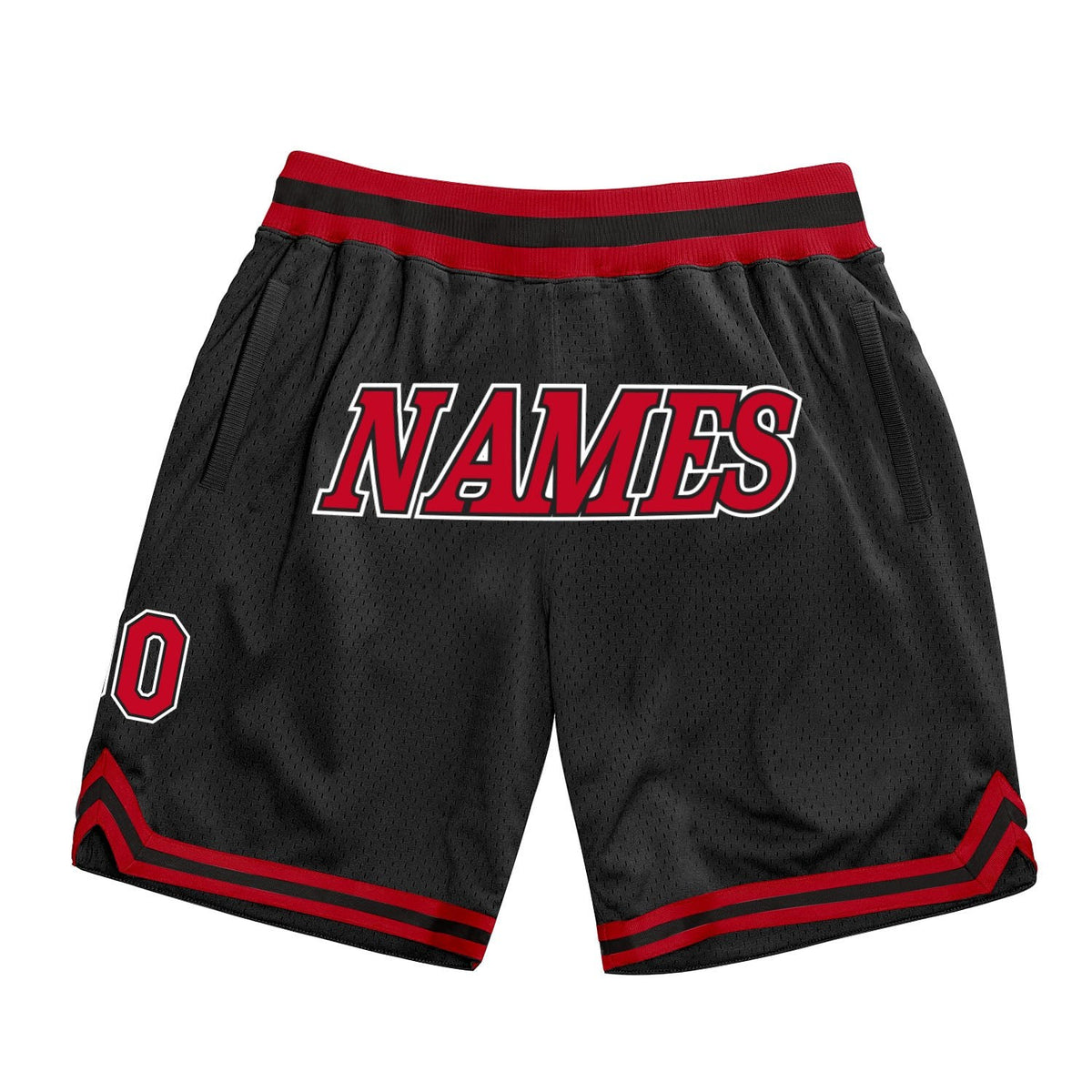Custom Black Red-White Authentic Throwback Basketball Shorts photo 1