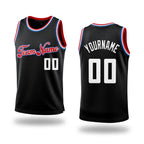 Custom Black White-Red Authentic Throwback Basketball Jersey