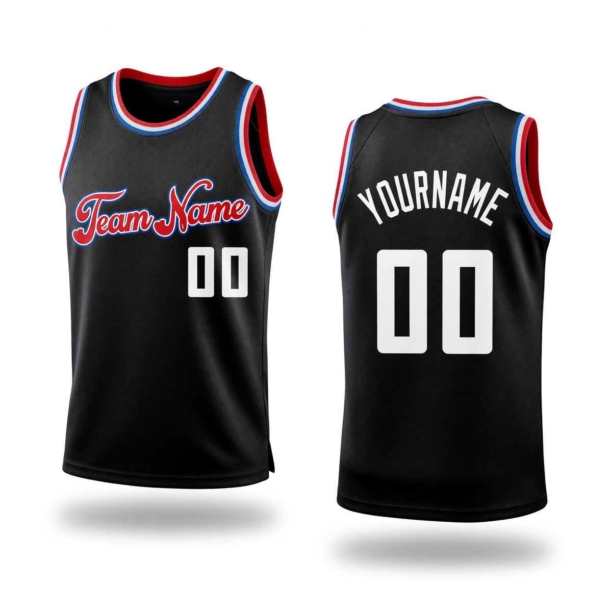 Custom Black White-Red Authentic Throwback Basketball Jersey