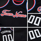 Custom Black White-Red Authentic Throwback Basketball Jersey detail