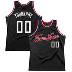 Custom Black White-Red Authentic Throwback Basketball Jersey photo 1