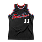 Custom Black White-Red Authentic Throwback Basketball Jersey photo 6