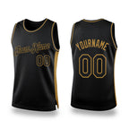 Custom Black Black-Old Gold Authentic Throwback Basketball Jersey