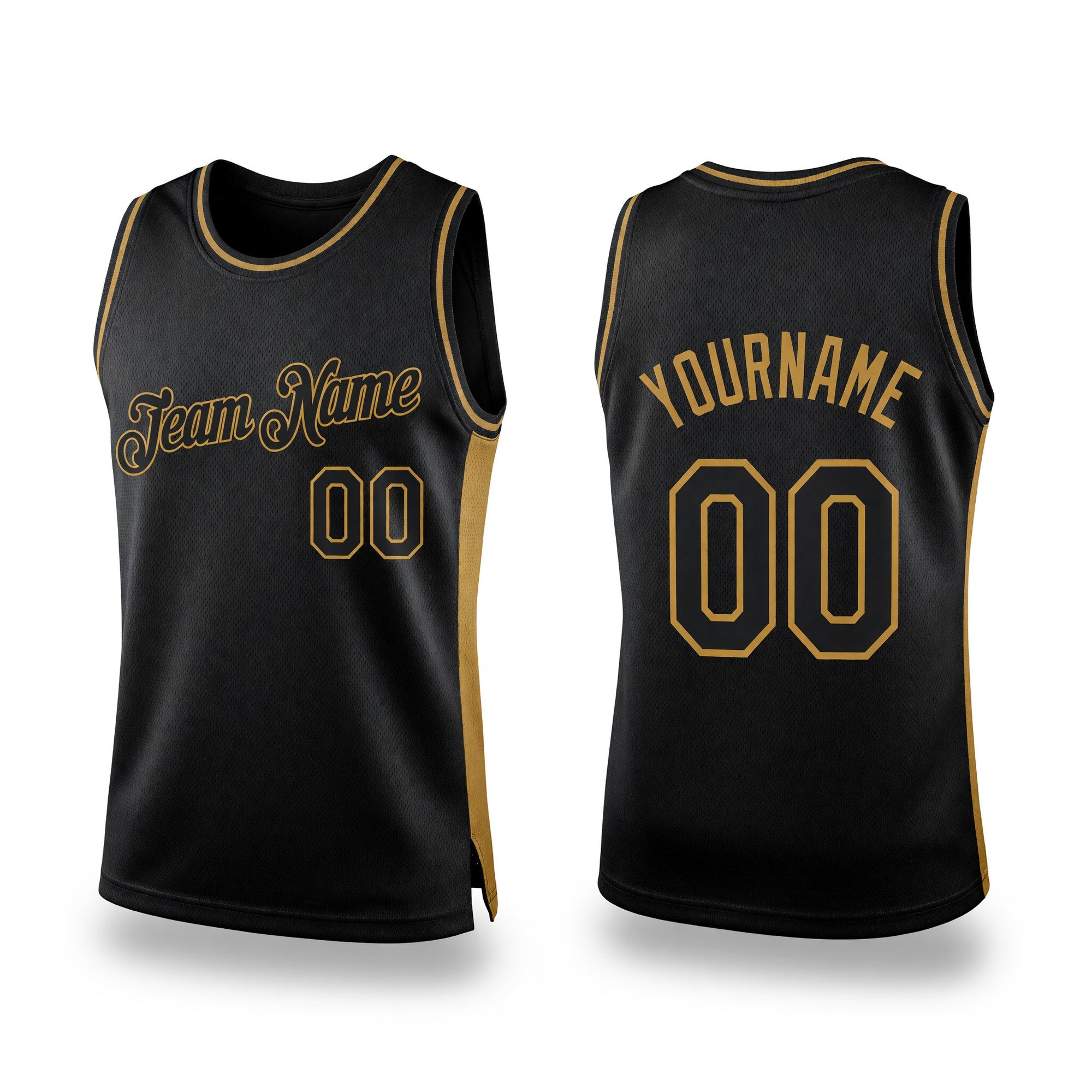 Custom Black Black-Old Gold Authentic Throwback Basketball Jersey