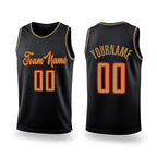 Custom Black Old Gold-Red Authentic Throwback Basketball Jersey