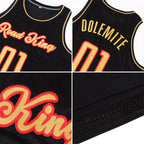 Custom Black Old Gold-Red Authentic Throwback Basketball Jersey photo 4