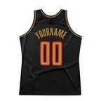 Custom Black Old Gold-Red Authentic Throwback Basketball Jersey photo 5