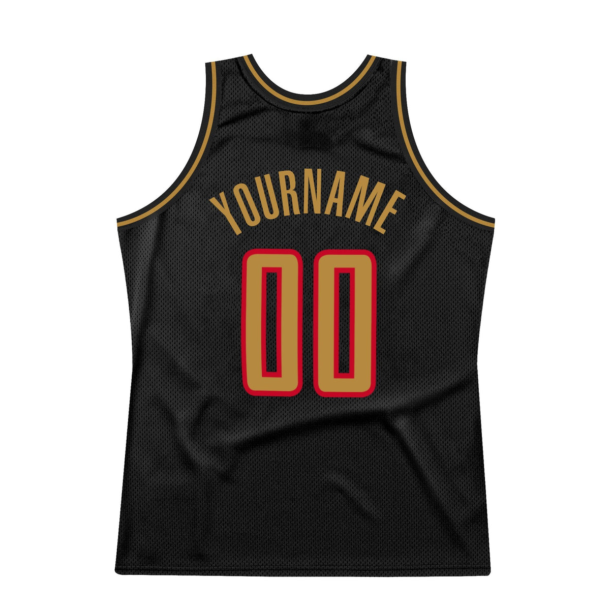 Custom Black Old Gold-Red Authentic Throwback Basketball Jersey photo 5